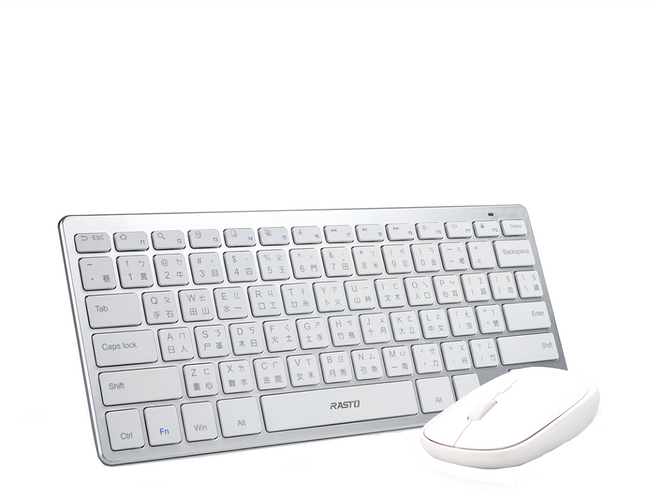 RASTO 高階款2.4G無線鍵鼠組 原廠保固, Mini, RZ4, 銀色