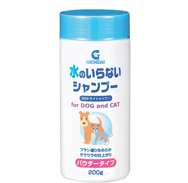 GENDAI 現代製藥 乾洗粉 犬貓用 快速清潔寵物毛髮 輕輕擦拭毛髮 使用梳子梳開毛髮更順滑, 200g, 1瓶