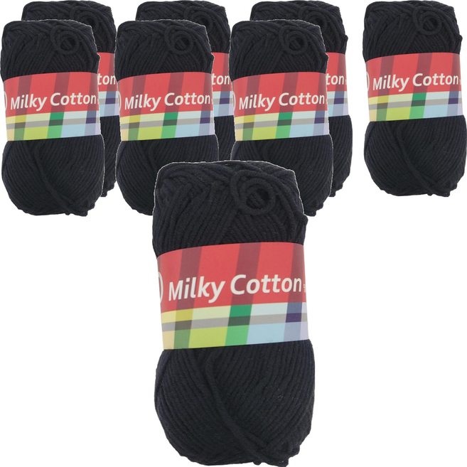 brandyarn Milky Cotton Red系列 棉混紡針織線 50g, 黑色, 8捲