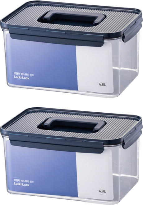 LocknLock 樂扣樂扣 Modular 手提式積木晶透保鮮盒, 2組, 容器 + 蓋子