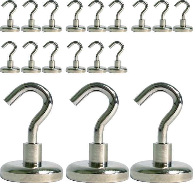 咪咪購物 強力磁鐵掛勾 拉力約34kg 直徑32mm, 銀色, 18個