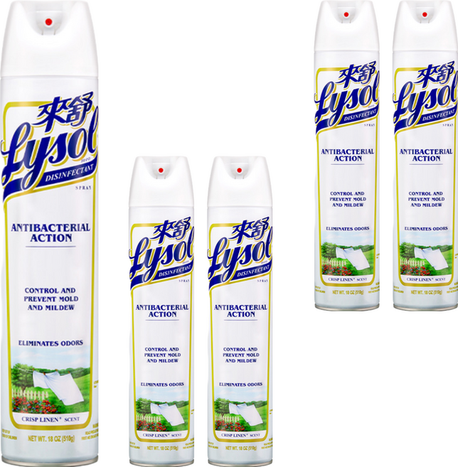 Lysol 來舒 噴霧抗菌清潔劑 清爽亞麻, 510g, 5瓶