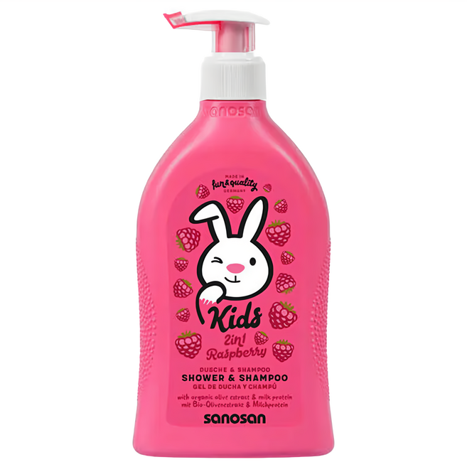 sanosan 兒童2合1洗髮沐浴露 覆盆子香, 400ml, 1瓶