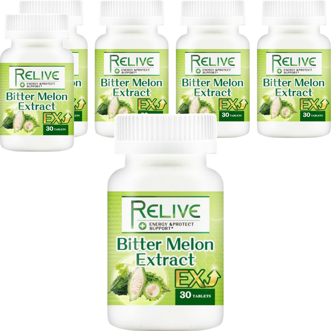 RELIVE 山苦瓜膠囊EX, 30顆, 500mg, 6罐
