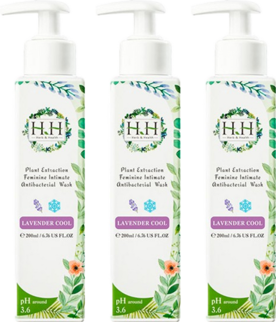 HH 草本新淨界 私密植萃抗菌潔淨露 沁涼薰衣草, 200ml, 3瓶