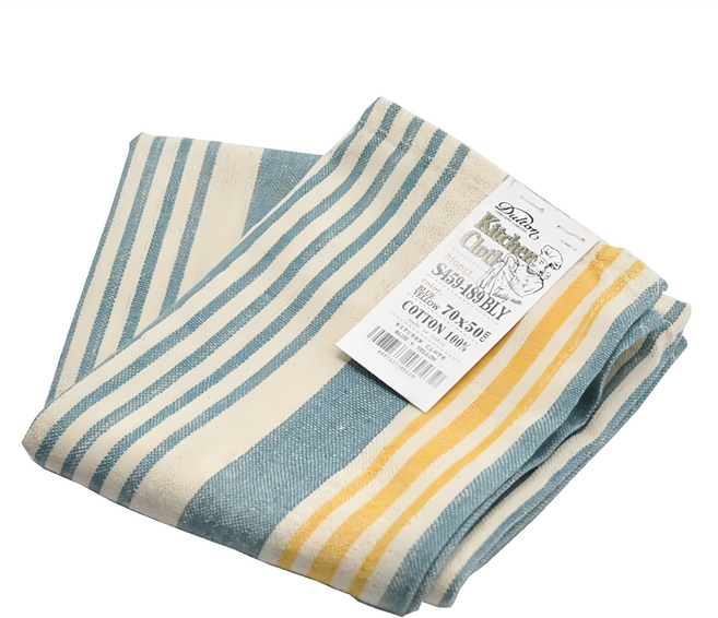 DULTON 100%印度綿 家事布 擦拭巾 70 x 50cm, 1條, 藍色 + 黃色