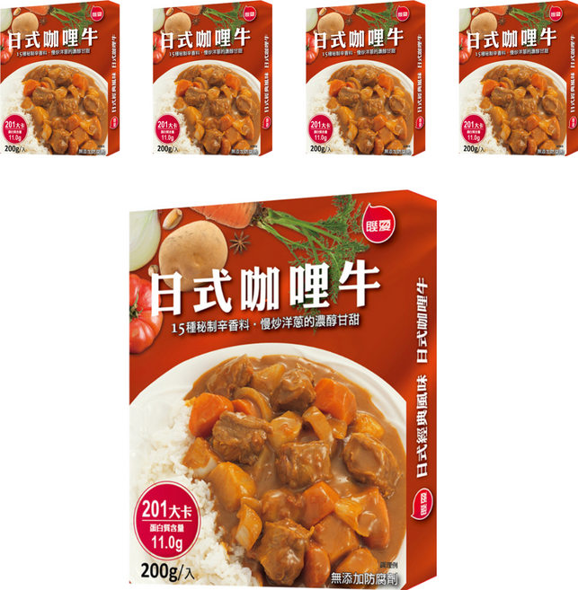 聯夏 日式咖哩牛調理包, 200g, 5盒