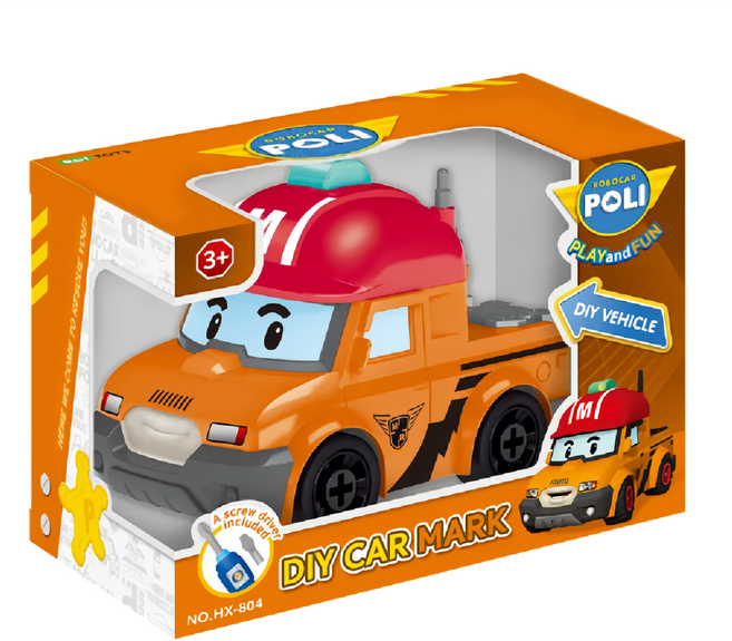 ROI TOYS POLI 波力 馬克拼裝車, 馬克拼裝車 橘色, 1盒