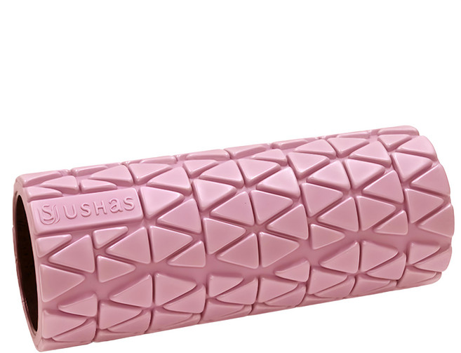 USHaS 瑜癒 ZenRoller 瑜珈舒壓按摩長滾筒 運動肌肉放鬆 瑜珈姿勢練習 平面顆粒設計 支撐不疼痛, 草莓粉, 1個