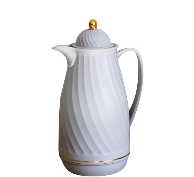 TROMSO 巴黎香榭螺紋玻璃內膽無毒保溫壺, 香榭淺灰, 1L, 1個