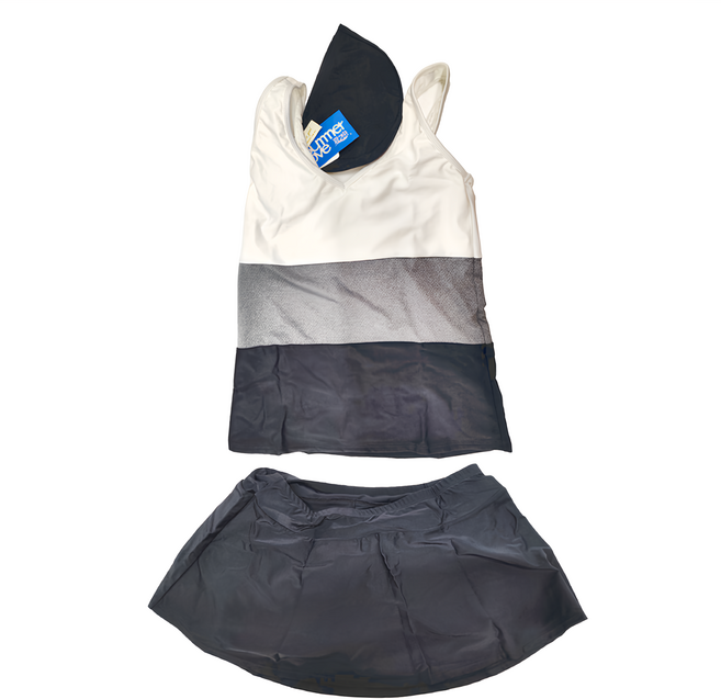 Summer love 夏之戀 女款長版二件式泳衣套裝 含泳帽, Multi-color