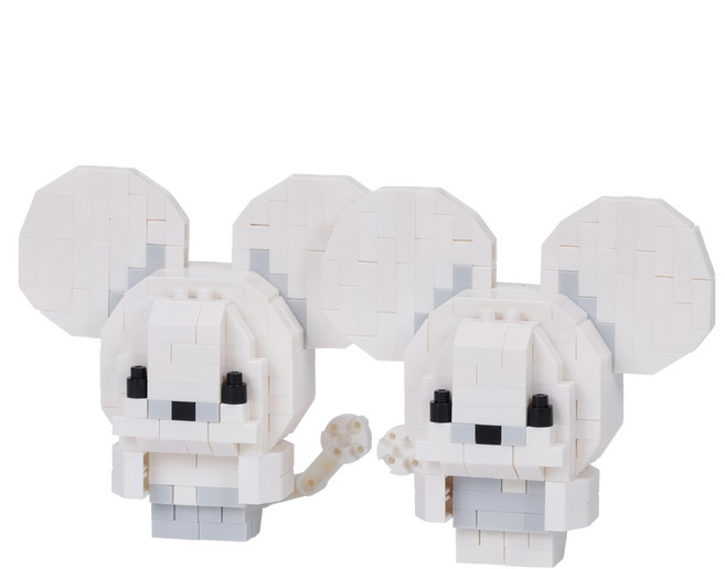 nanoblock 河田積木 KWD 積木 NBPM R08 一對鼠 RS 220, 1個, 白色 + 灰色