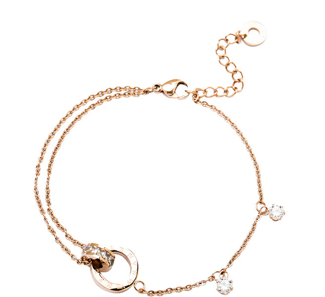 RADIANT STAR 璀璨之星 鈦鋼 羅馬時光雙環水鑽手鍊 2KTL6100007101 KTL610