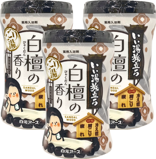 Hakugen Earth 白元 溫泉入浴劑 白檀香, 600g, 3罐