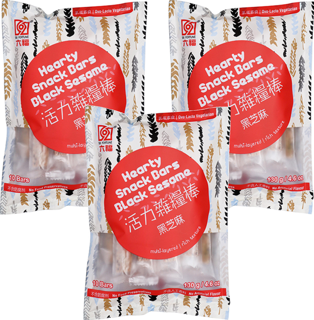 六福 活力雜糧棒 黑芝麻, 130g, 3袋