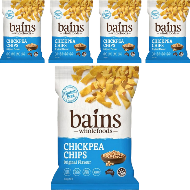 bains wholefoods 鷹嘴豆零食脆片 原味, 100g, 5包