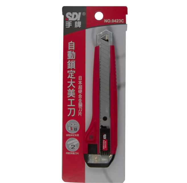 SDI 手牌 自動鎖定大美工刀 日本超硬盒金剛刀片 0423C, 顏色隨機, 12支