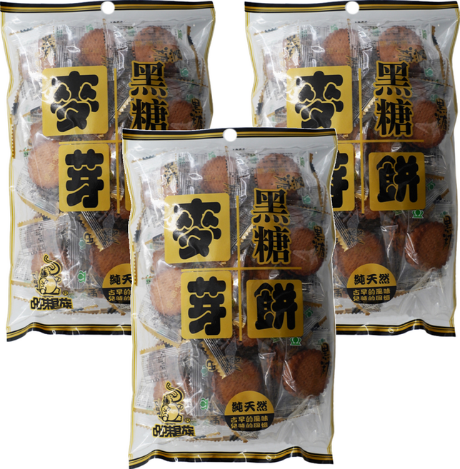 品味食族 黑糖麥芽餅, 220g, 3袋