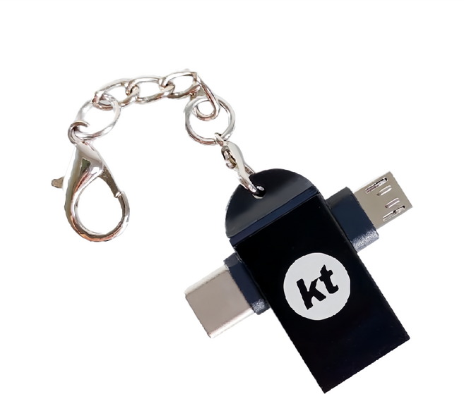 KTnet 廣鐸 USB3.0 A母轉TYPEC+Micro公 二合一OTG轉接頭 附防丟鍊條, 35mm, 黑色, 1個
