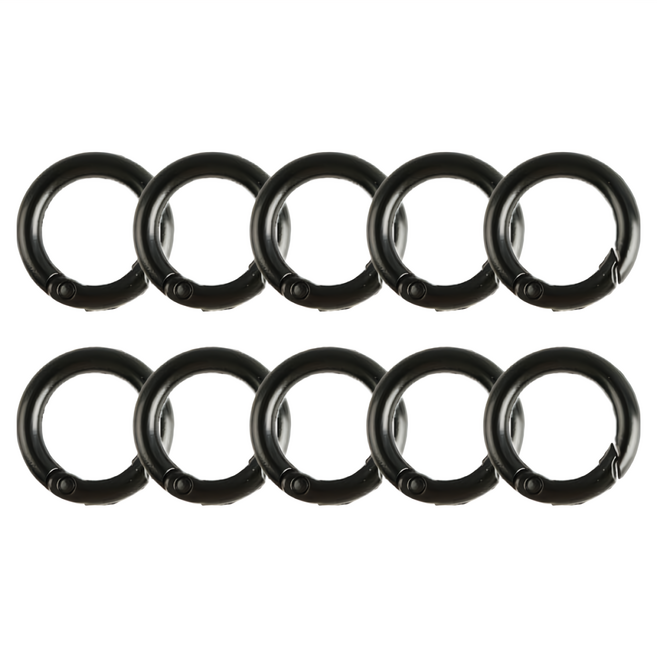 Ayd International 圓形活動鑰匙扣環 Set 10入 霧面黑色 16毫米