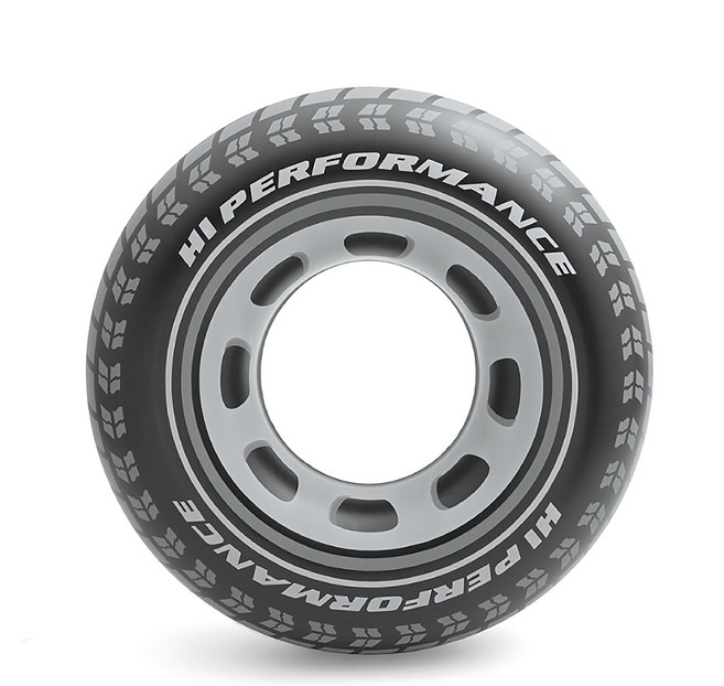 INTEX 輪胎游泳圈 91cm, 黑色, 1個