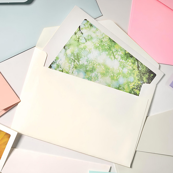 2Youngdesign 彩虹粉彩請柬明信片信封 奶油色 50入, 乳霜, 50枚