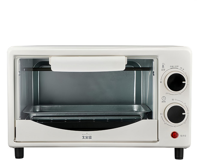 大家源 雙旋鈕溫控電烤箱 8公升 304不鏽鋼發熱管 0~250°C調溫 60分鐘定時 附烤盤烤網 白色, TCY-380801