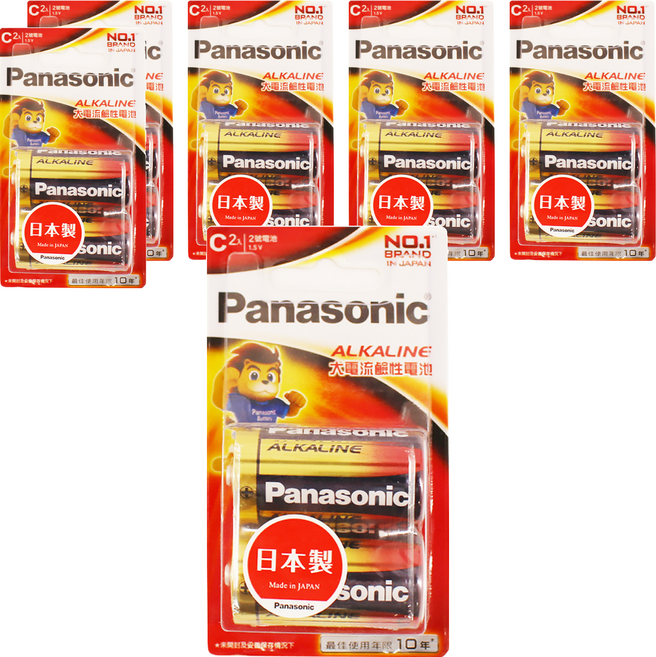 Panasonic 鹼性電池 2號 LR14TTS/2B, 2顆, 6組