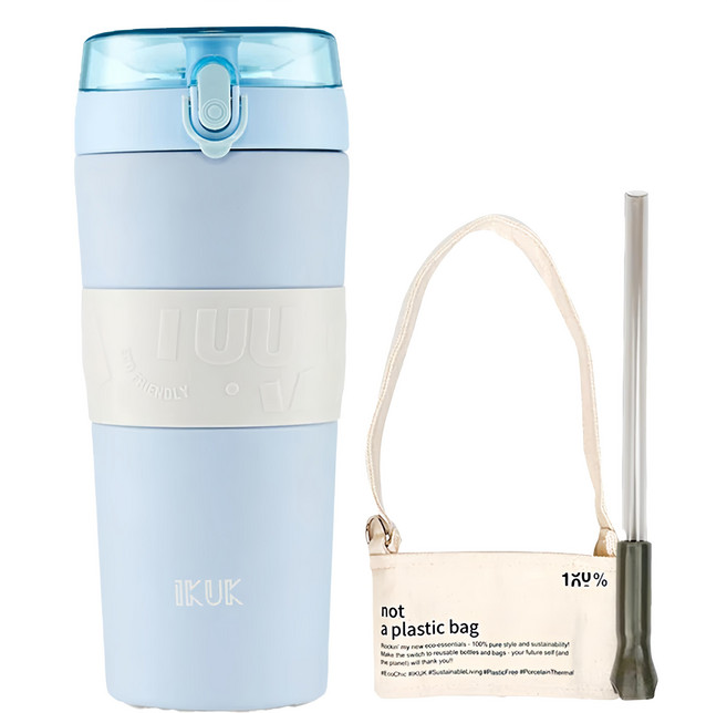 IKUK 艾可 台灣公司貨 保溫大Q彈杯, 冰雪藍, 800ml, 1個