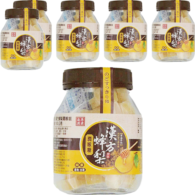自然原素 漢方蜂梨潤喉糖, 6罐, 180g