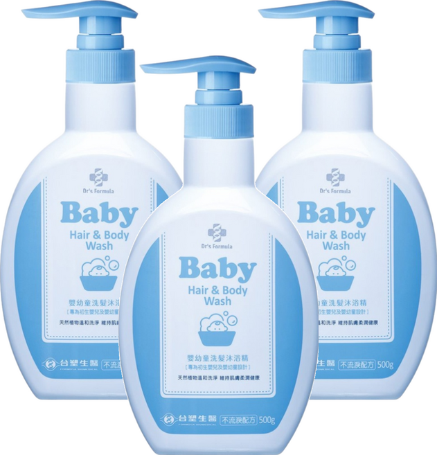 台塑生醫 Dr's Formula 嬰幼童洗髮沐浴精, 500g, 3瓶