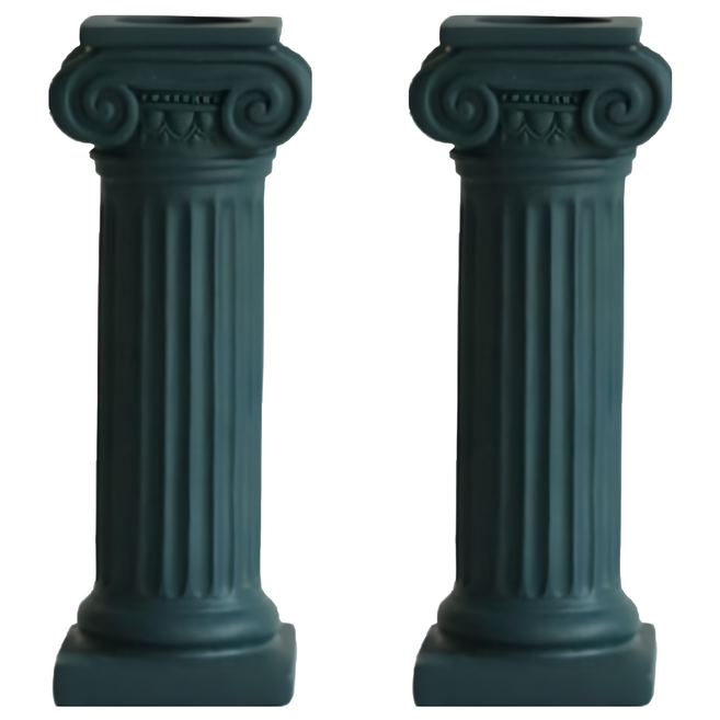 快豹 Sophia 歐式希臘燭檯 Set 2個 藏綠羅馬柱 合成樹脂材質