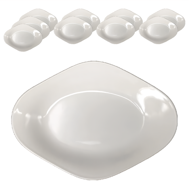 TATUNG 大同磁器 菱形龍烤盤 8吋 20cm, 白色, 10個