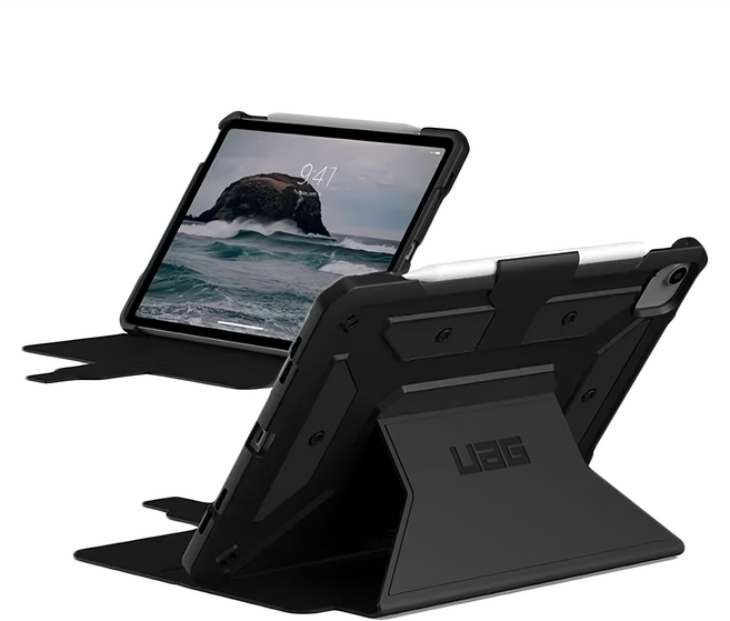 UAG 都會款耐衝擊iPad保護殻 360度包覆軍規防護 支援智慧休眠喚醒, 黑色, 1個