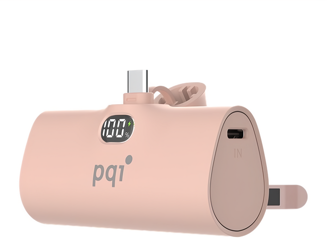 pqi 勁永 口袋型隨身行動電源 USB-C, PD05, 粉色