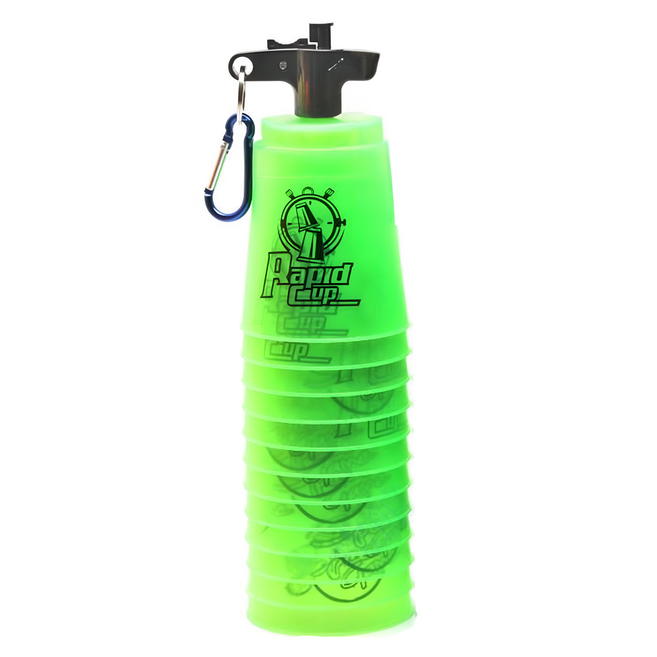 泛新 比賽專用 炫彩快手競賽疊疊杯 競技速疊杯 + 收納桿, 綠色, 1組