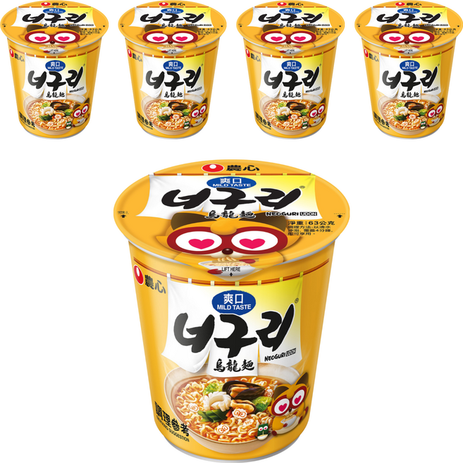 NONGSHIM 農心 爽口海鮮烏龍杯麵, 63g, 5入