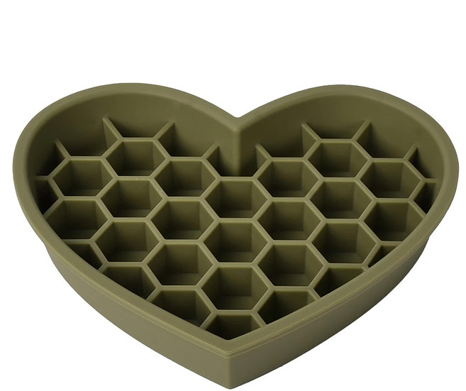 Truly House 寵物矽膠加大加厚慢食墊 愛心款防滑防翻慢食碗 – 21x3.9cm, 綠色, 1個