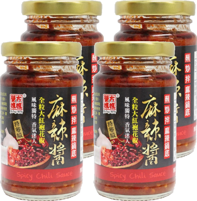 譽方媽媽 特等級大紅袍花椒麻辣醬, 130g, 4罐