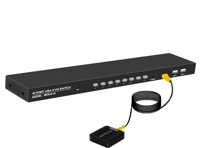 8路USB/VGA KVM切換器附有線/無線雙遙控, 單一商品, 1個