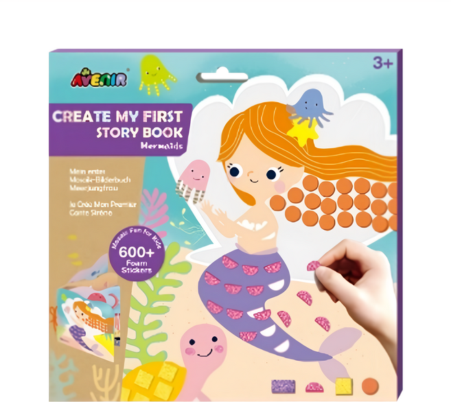 AVEnIR 我的第一本馬賽克貼紙故事書, 1本, 美人魚 多色