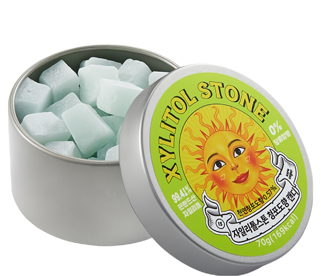 XYLITOL STONE Candy 韓國木糖醇小方糖 15 清香綠葡萄, 1個, 70g