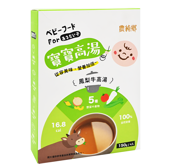 農純鄉 寶寶高湯 鳳梨牛 6個月以上 4包, 600g, 1盒