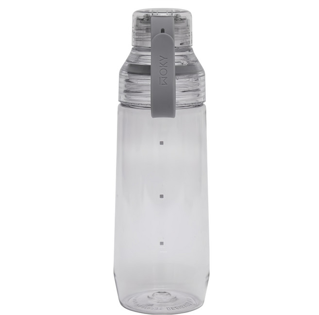 WOKY 沃廚 台灣公司貨 Ecozen 透明瓶 附彈跳吸管, 深灰色, 600ml, 1個