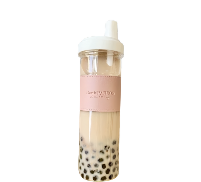 HankParson 時尚吸管杯珍珠奶茶杯 - 850ML 杯身PC材質 耐用PP蓋子 大容量環保, 粉色, 1個
