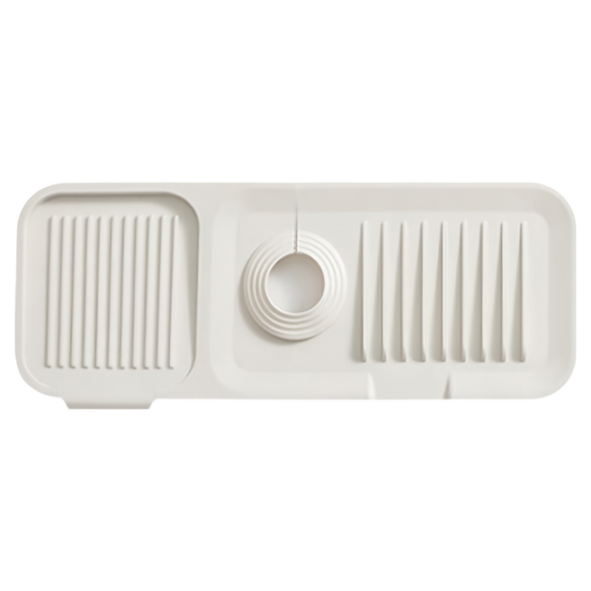 矽膠水龍頭瀝水墊 37 x 14 x 0.5cm 2個, 米白色, 1組