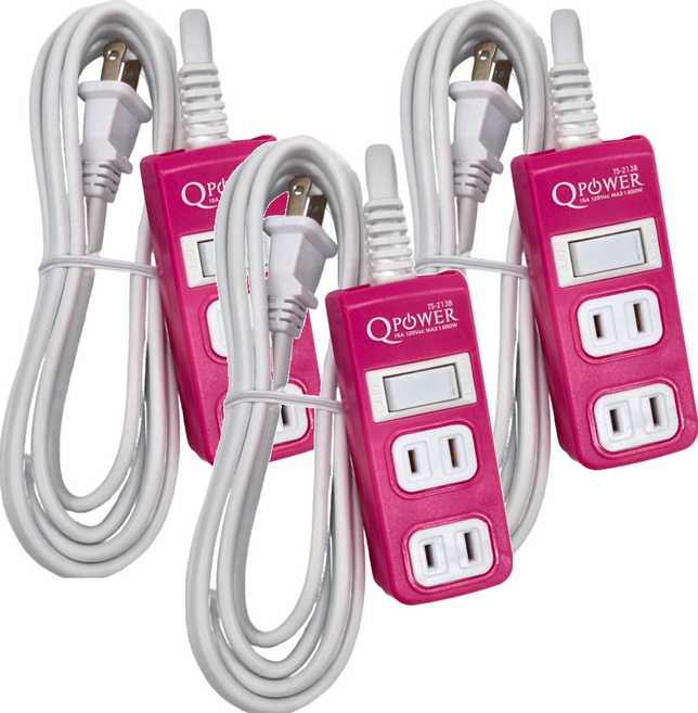 Tyson 太順電業 QPOWER 太超值 1切3座2P延長線 9尺 TS 213B, 2.7m, 洋紅色, 3條