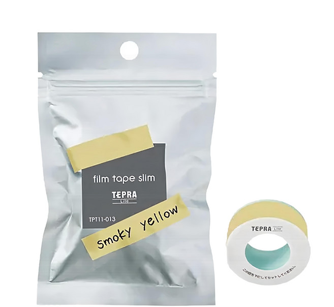 KING JIM TEPRA LITE 熱感式標籤薄膜自黏膠帶, 煙燻黃, 4m, 1個