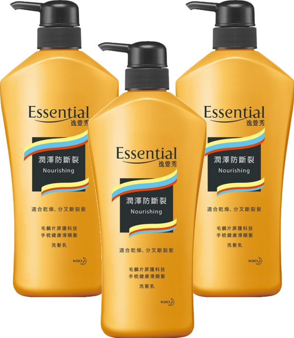 Essential 逸萱秀 瞬效修護系列 潤澤防斷裂洗髮乳 適用乾燥、分叉斷裂髮, 700ml, 3瓶