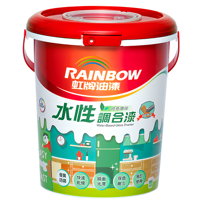 RAINBOW 虹牌油漆 水性調合漆, 土耳其藍色, 1桶, 1L